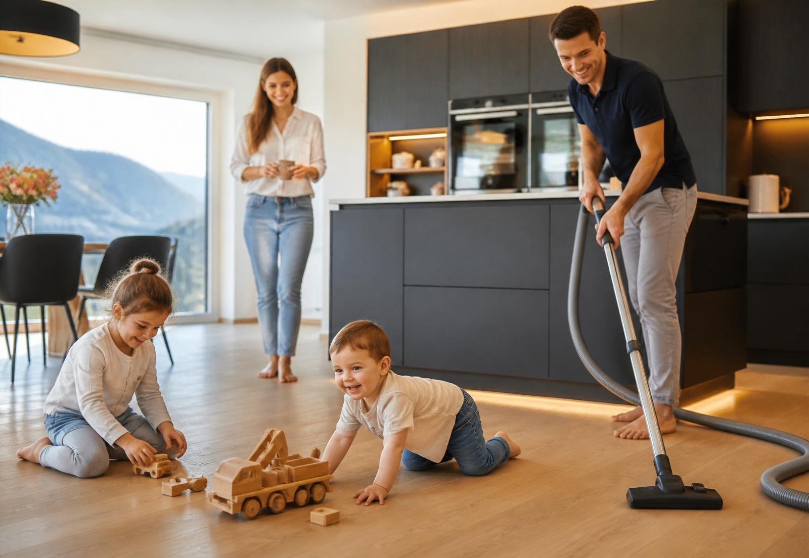 Familie in moderner Küche